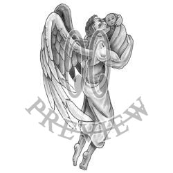 angel praying silhouette tattoo
