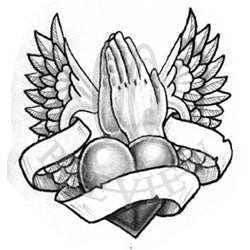 praying hands with rosary and dove